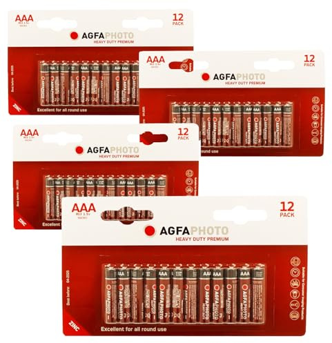 AAA Batteries, Agfaphoto triple AAA batteries, batteries aaa pack 48 Pack - Heavy Duty Zinc Carbon For Low drain devices | toys | fairy lights | household remotes applications | Flashlights | Clocks |