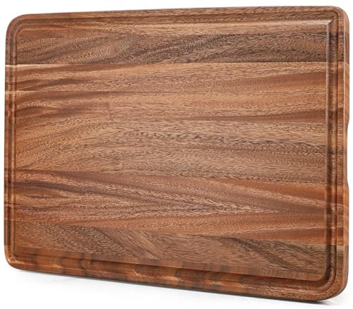 Caperci Extra Large Wood Cutting Board for Kitchen - Organic Acacia Wooden Butcher Block Chopping Carving Board with Juice Groove for Turkey, Meat, Veggies, BBQ (24 x 16)