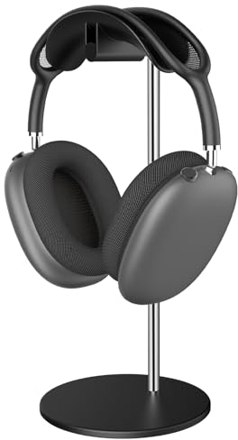 Headphone Stand, Desktop Headset Holder with Aluminium Base, Compatible with AirPods Max, Beats, Bose, B&O, Sony, Sennheiser, Gaming, etc (Black)