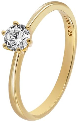 GLIZZ Damenring mit Diamant 0,25 ct. Gold 333/8K Brillantring bezauberndes Schmuckstück für modische Frauen, hochwertiges Accessoire GL8668-52 Ringgröße 52/16,6