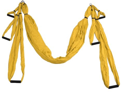 GYZOUKA Aerial Yoga Swing Set Polyester Cotton Yoga Stretching Strap Adjustable Improve Flexibility Aerial Hammock Yoga Hammock (Yellow)
