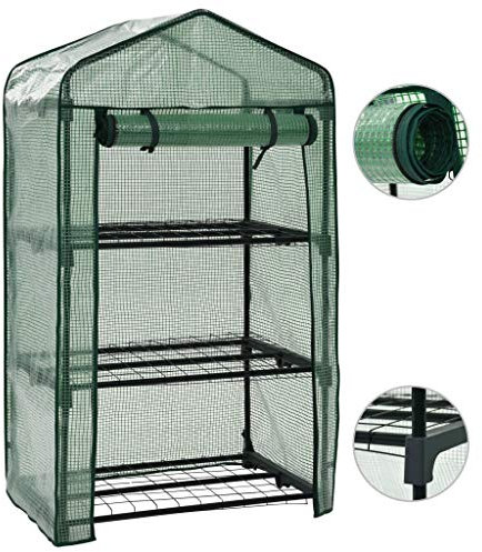 Tidyard Mini-växthus med 3 nivåer 69 x 49 x 125 cm, utomhusskydd för grönsaksväxter, växthus för alla årstider för terrass