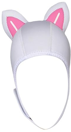 QUXVUIS Bonnet de plongée élastique avec jugulaire pour Femmes et Enfants, en néoprène 3 mm, Chaud et Confortable. Cagoule de plongée avec Oreilles Chat et aération réglable.