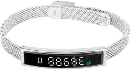 Jectse Bracelet Intelligent, Traqueur d'activité, étanche à l'eau, Données d'exercice Visualisées, Podomètre, Bracelet Intelligent pour Femmes et Hommes, pour la Course à Pied et (Silver)