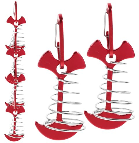 Mikinona Estacas de Aluminio en Forma de Espina de Pescado, 6 Piezas Rojas Hebillas D para Tiendas de Campaña, Anclaje para Camping y Actividades al Aire Libre Viento Fuerte
