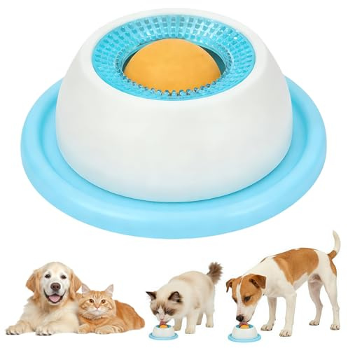 XAVURO Bol à Lèche pour Chiens et Tapis à Lécher pour Nourriture Humide, Jouet de Léchage Interactif, pour l'Alimentation Lente et la Distribution de Nourriture des Chiots, Bleu