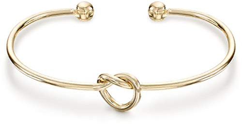 PAVOI 14K Gold Plated Forever Love Knot Infinity Bangle Bracelets for Women | Adjustable Yellow Gold Bracelet