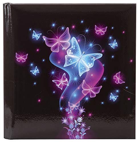 goldbuch 41577 Poesiealbum Schmetterling, Notizbuch mit 96 weißen Seiten, Tagebuch, Einband aus Kunstdruck, Journal für Kinder und Erwachsene, Format 16,5x16,5 cm, fadengeheftet, Schwarz / Blau /Pink
