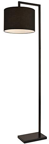 lux.pro Lampadaire Lampe à Pied avec Abat-Jour Métal et Tissu Noir 161 cm