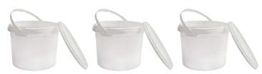 Nipter plasthink med lock av livsmedelsklassad plast hink, livsmedelsgodkänning, livsmedelssäker behållare vit, 1L x 3 st.
