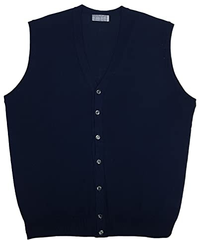 DIDYUGO Maglione Uomo Gilet Senza Maniche Aperto Bottoni Taglie Forti 3XL 4X 5X 6X 7X 8X (5XL - Blu)