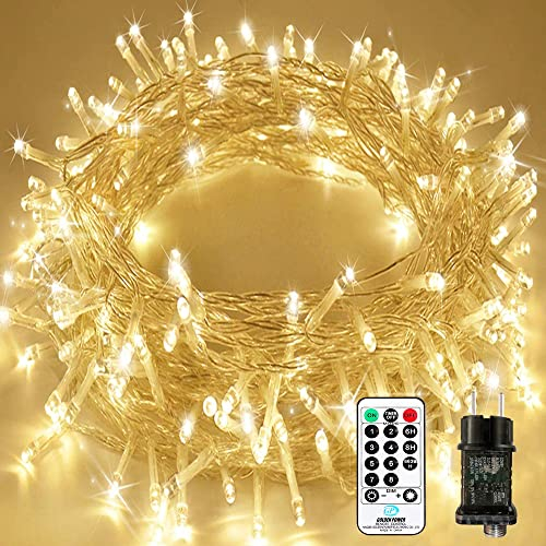 LED-ljusslinga, 35 m, 300 LED-ljusslinga med fjärrkontroll, timer, påminnelsefunktion, IP65 vattentät, för inomhus- och utomhusbruk, lågspänning, ljusslinga för fest, jul, trädgård, sovrum