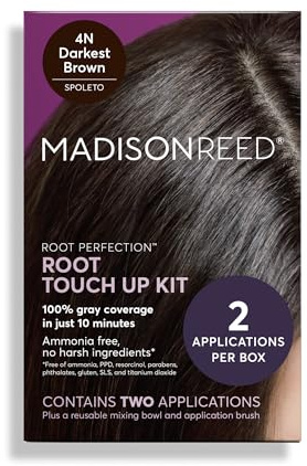 Root Perfection Permanent Root Restoration - Dark Brown 4N Spoleto - 10 Minutes for 100% Grey Coverage - Ammonia Free Hair Colour - Two Uses