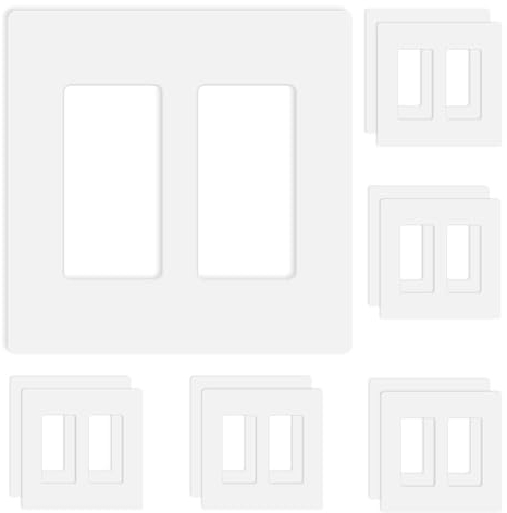 XMASBST 1-2-3-Gang-Schalter-Wandplatte, doppelte Dekoration, elektrische Blende für Lichtschalter, Smart-Schalter, Dimmer, schraubenlos, AL (10, dekorativ, 2-Gang)