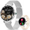niolina Smartwatch Damen mit Telefonfunktion, 1.19 AMOLED Always-on Display Fitnessuhr, IP68 Wasserdicht Armbanduhr mit Pulsuhr Schrittzähler Menstruationszyklus für iOS Android, Silber
