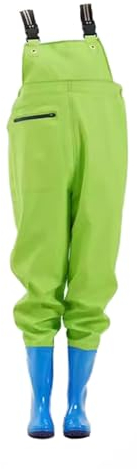 JCWGLY Watstiefel Leichte Watstiefel Für Angeln Für Damen, Wasserdichte PVC-Watstiefel Für Jagen Und Waten, Mit Versiegelten Taschen(Color:Green,Size:38 EU)