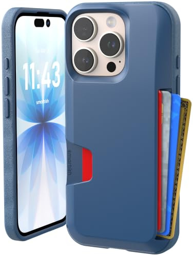 Smartish® Plånboksfodral för iPhone 16 Pro - Wallet Slayer Vol. 1 tunn + skyddande kreditkortshållare – falltestat, dolt kortfack, fodral, kompatibelt med Apple iPhone 16 Pro – Blues on The Green