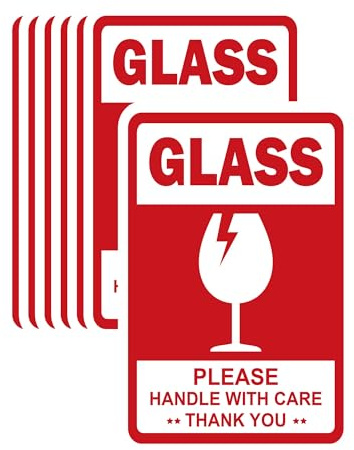 4 x 6 Inch Large Glass Fragile Stickers for Shipping Handle with Care Label