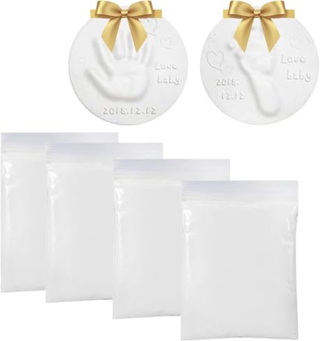 Bambini Impronte Argilla Kit,4 Pezzi Impronte Neonato Set,Impronte Bimbi Kit,Impronte Mani e Piedi in Argilla Morbida,Bambino Hand Foot Inkpad Argilla Morbida,Ideale per Regalo di Battesimo