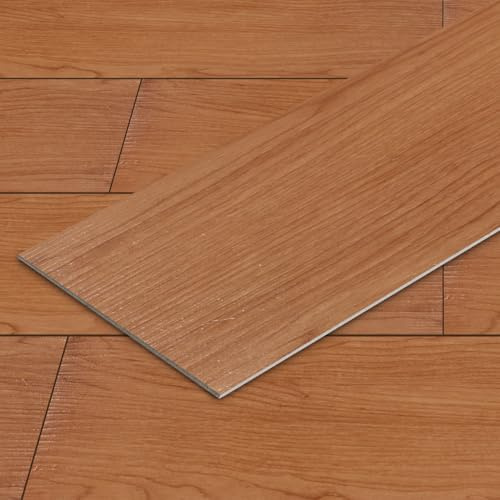 Eikuavons PVC-golvbeläggning självhäftande, vinylplattor, vinylgolv, 91,44 cm x 15,24 cm – tjocklek 2 mm, vinyllaminat halkfria dekorativa golvbrädor för sovrum, vardagsrum, 72 kakel/10 ㎡, trä brun