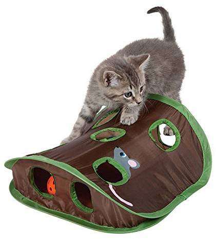 KIMISS G P Mouse Hunt Cat Toys, 9 Trous Interactive Indoor 1 Set Foltable Toy Popup Open avec des Souris et des Jouets Animaux Bell Ball Hide Seeder Game Pop-Up Exercice pour Chaton Funny Pet