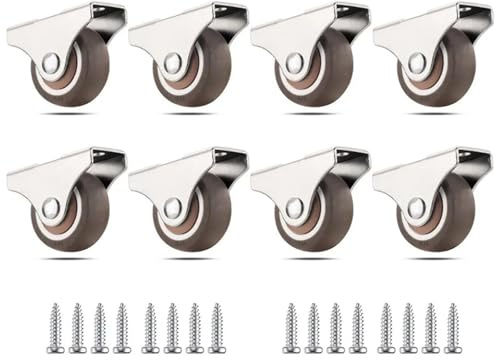 Caster 16Pcs 1 inch Furniture Caster Wheel Low Profile Rubber Rolling Fixed Mini Rigid Silent for Carts, Furniture, Cabinets, Wooden Boxes