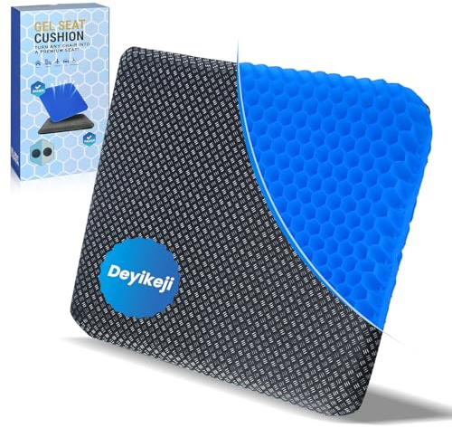 Deyikeji Cojín Grande de Gel para Silla, Anti-Decúbito, Almohada Flexible de Apoyo para Asiento, Alivio de Fatiga (Azul Intenso, 47×44×4cm)