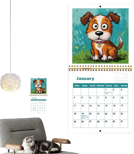 Calendario da parete 2026, con cane mensile, settimanale, giornaliero, planner 2026, per agenda accademica, decorazione per casa, ufficio, classe, studenti, insegnanti, Natale, Capodanno