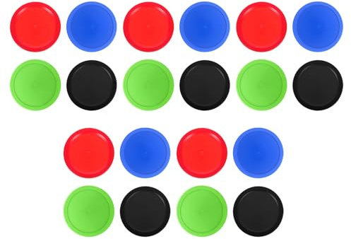 POPETPOP 20 Discos de Hockey de Aire para Mesa Repuestos de 64 MM en Plástico Resistente Colores Rojo Azul Negro Verde Juego de Accesorios para Hockey de Mesa en Hogar y Fiestas