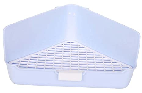 Yunmeryker Litter Tray Toilet pour Rongeurs avec Bords surélevés Bac à Litière pour Lapin Plateau D'Entraînement pour Cage Boîte de Propre en PP Adapté à L', Bleu Clair