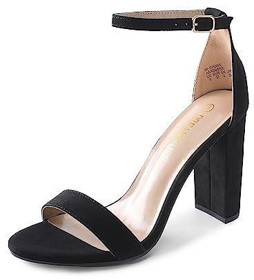 DREAM PAIRS Sandali da donna Hi-Chunk con tacco alto, nero/camoscio., 35.5 EU