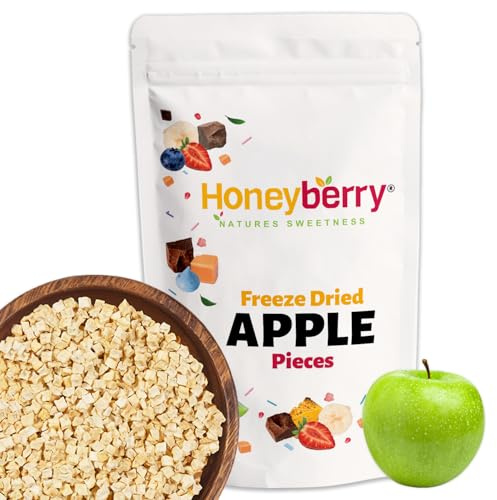 Freeze Dried Apple Pieces 250g - 100% Natural Freeze Dried Fruit Bits - Dehydrated Apple Pieces for Baking, Cake or Dessert Decorating - Unsweetened Fruit Chunks Perfect as a Snack or Emergency Food