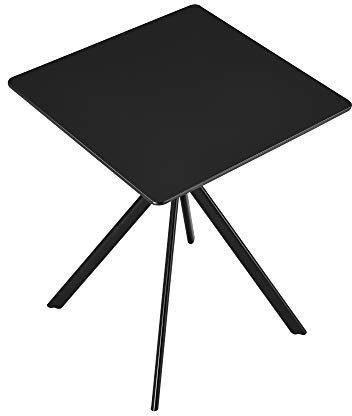 [en.casa] Tavolo da Pranzo Moderno Piano Quadrato 60x60 cm in MDF Laccato Gambe in Metallo Tavolo per Cucina Sala Pranzo Ristoranti Caffetterie - Nero