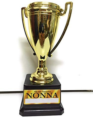 COPPA NONNA - Trofeo in plastica h 24 cm, Gadget Idea Regalo Festa