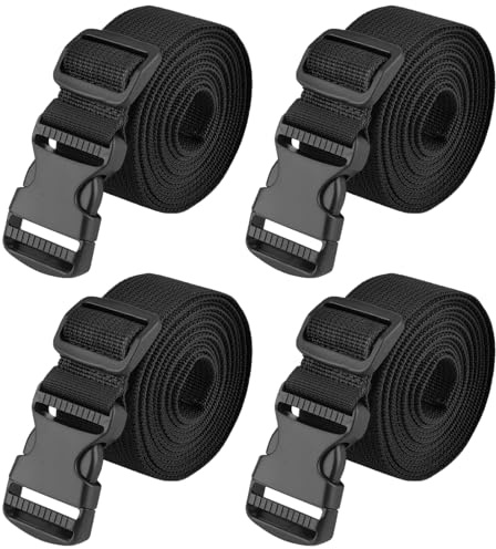 TRIWONDER Cinghie di Fissaggio per Valigie con Sgancio Rapido, Cinture di Sicurezza Regolabili per Bagagli Valigie Pacchi per Viaggi e Trasporto (#01 Nero (Larghezza 38mm), 1,5 m)