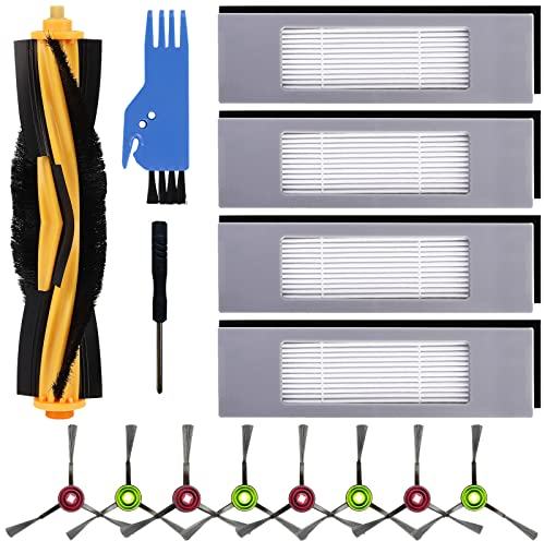 19 Stück Nordun Ersatzteile Zubehör Kit für Ecovacs Deebot Ozmo 920, OZMO 950, T8, T9 und N8 Serie Staubsauger Roboter,1 Hauptbürste, 8 Seitenbürste, 4 Filter,1 Reinigungsbürste,1 Schraubenzieher