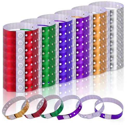 Aster, 48 braccialetti olografici in plastica, braccialetti colorati con fibbia per eventi, feste, musica dal vivo, braccialetti per feste simili a carta, multicolore