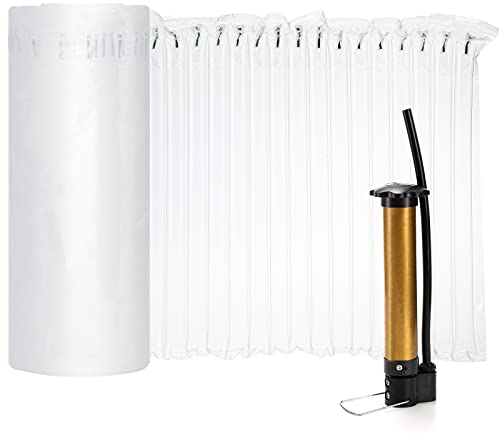 Fasmov Luftpolsterfolie, 34 cmx45 m, Rolle, aufblasbare Luftsäule, Verpackung, Luftkissenfolie für schwere Verpackung und Versand, Weinflaschen, Luftkissen, Säulenwickel mit kostenloser Pumpe