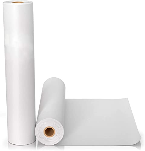 MIVIDE 2 Stück Weiß Zeichenpapier Rolle, 25m Malpapier Rolle, Papierrolle Malen für Kinder, Malerei, Staffelei (44cm x 25m)