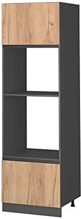 Vicco Mikrowellenschrank R-Line, Goldkraft Eiche/Anthrazit, 60 cm J-Shape