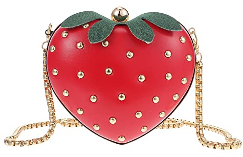 VALICLUD Damen Umhängetasche Erdbeere Form Kleine Crossbody Bag 5.3X4.7X2.8 Zoll Leichte Schultertasche Für Alltag Party Geschenk