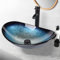 ZealWe Aufsatzwaschbecken 53 cm, Waschbecken aus Glas mit Wasserhahn Set, Modern Oval Hand Waschschale für Badezimmer & Küche, Aufsatz Waschtisch ohne Überlauf, Blau