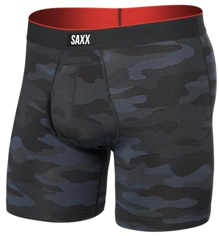 SAXX Underwear Co. Boxer multi-sport en maille avec braguette pour homme, Télécommande camouflage noir délavé, X-Large