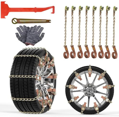 Catene da neve per auto, 165 – 285 mm, catene da neve per auto, camion, SUV, strada, neve, strade, confezione da 8 con pala in plastica