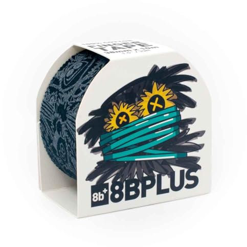 8BPLUS Bande adhésive pour doigts, d'escalade, 38 mm x 10 m, puissante, pour l'escalade, le blocage, la musculation, le volley-ball, le handball, les arts martiaux (noir avec imprimé)