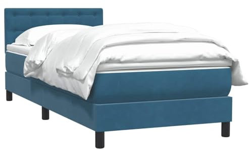 vidaXL Boxspringbett mit Matratze Dunkelblau 80x220 cm Samt