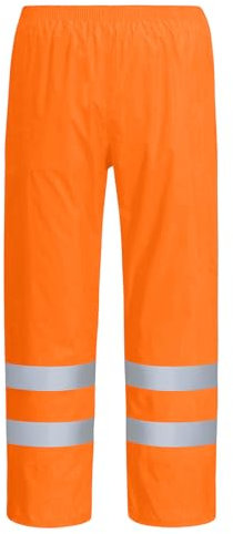 AUYAO Pantalon de Pluie Réfléchissant Homme, Pantalon Imperméable Haute Visibilité, Taille 175, Couleur Orange