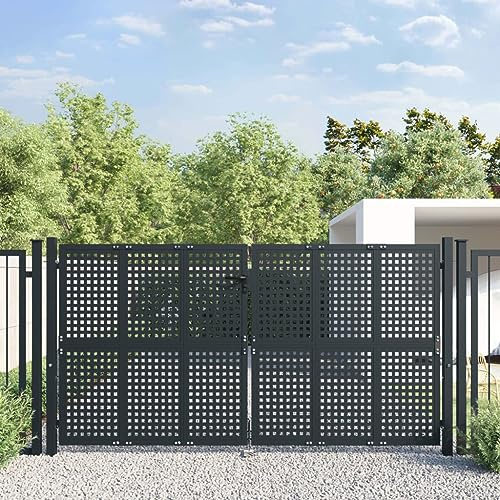 Lechnical Cancello Giardino Antracite 300x200 cm in Acciaio,Cancello da Giardino,Cancelletto da Giardino,Cancello per Recinzione,Cancello Giardino Esterno -154568