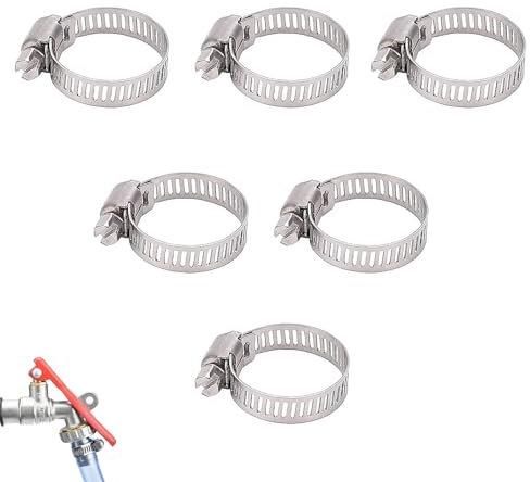 6 PCS Hose Clips, Hose Clamps, 40-63mm Adjustable 304 Stainless Steel, Stainless Steel Tightening Pipe Clips, for Pool, Washing Machine, Pond and Garden(Silver)
