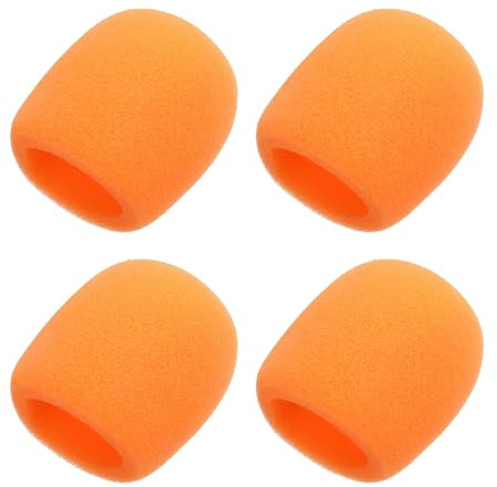 sourcing map 4pcs Microphone Foam Covers, 40mm (1.57) ID 10mm (0.39) Thickness Microphone Windscreen Foam Cover for Most Handheld Microphones, Orange